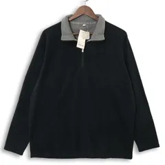 【新品 未使用】 UNIQLO ユニクロ 秋冬 マイクロ フリース★ ハーフジップ T プルオーバー Sz.XL メンズ 黒 大きいサイズ