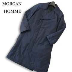 MORGAN HOMME モルガン オム 秋冬★ 光沢 ナイロン スリム 中綿 コート Sz.S メンズ 紺 ネイビーのサムネイル
