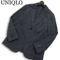 UNIQLO ユニクロ 秋冬★ グレンチェック コンフォート 2B テーラード ジャケット Sz.L メンズ 灰 グレー
