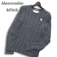 Abercrombie&Fitch アバクロンビー＆フィッチ 秋冬 カシミヤ混★ ケーブル編み ニット セーター Sz.S メンズ 灰 グレー