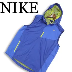 NIKE ナイキ 通年 裏地メッシュ★ ハーフジップ フーディー ベスト ノースリーブ パーカー Sz.L　メンズ 青 トレーニング