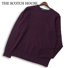 THE SCOTCH HOUSE スコッチハウス 秋冬 ウール100％★ ロゴ刺繍 ケーブル編み セーター ニット Sz.L メンズ