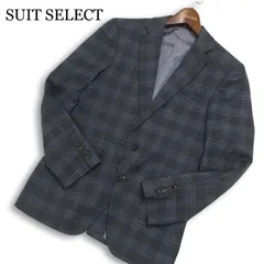 SUIT SELECT スーツセレクト 秋冬★ GUABELLO生地 チェック テーラード ジャケット Sz.Y5 メンズ 灰 グレー