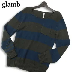 glamb グラム 秋冬 Fabona border knit★ ウール混 ボーダー ポケット セーター クルーネック ニット Sz.1 メンズのサムネイル