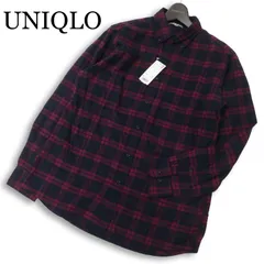 【新品 未使用】 UNIQLO ユニクロ 秋冬 長袖 ボタンダウン フランネル チェック シャツ Sz.L メンズ