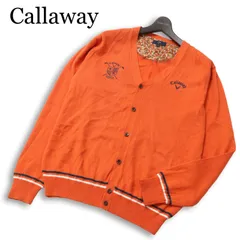 Callaway キャロウェイ ゴルフ 秋冬 ロゴ刺繍★ ウール混 Vネック ニット カーディガン 羽織り Sz.LL メンズ 大きいサイズ