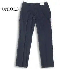 【新品 未使用】 UNIQLO ユニクロ 秋冬 ヒートテック ストレッチ スリムフィット ノータック パンツ Sz.88 メンズ ネイビー
