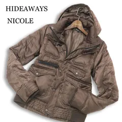 HIDEAWAYS NICOLE ハイダウェイ ニコル 秋冬 微光沢★ フーディー ダウン ジャケット Sz.48 メンズ