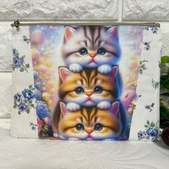 ガーゼハンカチ3枚セットパネル猫ハンドメイド - メルカリ
