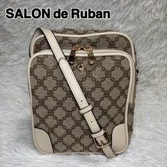 【サロンドルヴァン SALON de Ruban 】HIGI  ジャガード縦型ショルダーバッグ ベージュ×オフホワイト