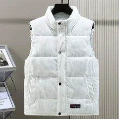 新入荷中綿ベスト メンズ ダウンベスト アウター フード付き 防寒 防風 厚手 軽量 大きいサイズ 秋冬 ホワイト3色 M~5XL