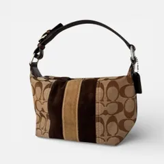 美品 COACH ハンドバッグ キャンバス スエード ブラウン ワンショルダー