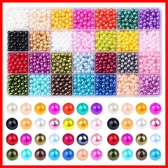 約1960個セット 混合色 28色 6mm ビーズ ラウンド 丸玉 パール 穴付き ハンド パール パーツ 両穴しカラーパール ビーズ 糸通しビーズ アクセサリー 手作りアクササリー DIY DIY用 手芸 手芸材料 手作り ミックス ハンドメイド ジュェリー