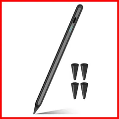 ホビナビ タッチペン iPad ペンシル 選べる全5カラー 極細 マグネット装着 替え芯4個付 スタイラスペン ペン 軽量 急速充電 iOS12.2以降 各種iPad対応 lm003-bk