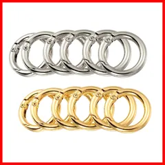 【LEISURE CLUB】丸型カラビナ キーホルダー 丸カン 金具 ナスカン マルカン付き ゴールド シルバー各6個入り 合計12個 キーリング 回転フック 丸カン付き キーホルダーパーツ ハンドメイド アクセサリーパーツ 手作り 手芸用品 素材 DIY材料