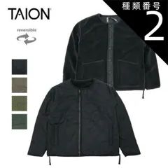 種類2：BLACK/M タイオン ミリタリー リバーシブル クルーネック ダウンジャケット TAION-R104BML-1 メンズ レディース ユニセックス 黒/ブラック/ベージュ/オリーブ M/L/XL ボアジャケット フリース 軽量 暖かい アウター 防寒
