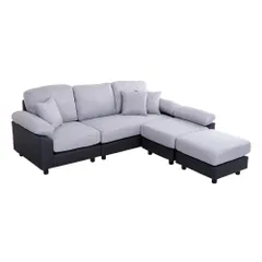 5人掛けコーナーソファ　PCC-5P-GYBK　グレーブラック