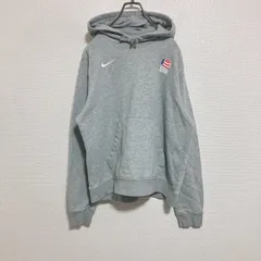 【ロゴ刺繍】NIKE ナイキ　USA BOXING プルオーバーパーカー　バックロゴ　グレー　S相当
