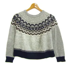 ナチュラルビューティーベーシック セーター トップス 長袖 ノルディック レディース Mサイズ グレー/緑/茶 NATURAL BEAUTY BASIC 【中古】