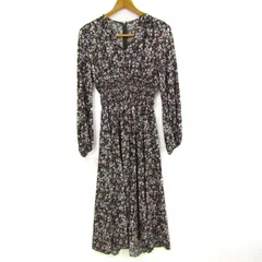 フレイアイディー ロングワンピース トップス 長袖 Vネック 総柄 レディース 1サイズ 茶×青 FRAY I.D 【中古】