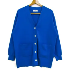 スローブイエナ カーディガン トップス 長袖 Vネック レディース ﾌﾘｰサイズ ブルー SLOBE IENA 【中古】