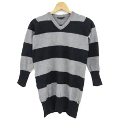 ニジュウサンク チュニック ニット ボーダー Vネック ウール トップス レディース 38サイズ グレー×ネイビー 23区 【中古】