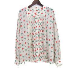 NINA RICCI 総柄 プリーツ袖 レトロ ブラウス 長袖 ネイビー - メルカリ