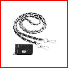 [VEAGIA] ショルダースト ショルダーストラップ バッグ用 チェーンショルダーストラップ ショルダーバッグ ひも バッグ修理 交換用 持ち手ストラップ ショルダースト 単品 ラップ バッグ用 約120cm (チェーン 黒＋銀)