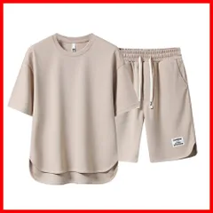 [YEOREO] 夏服 メンズ セットアップ Tシャツ 半袖 上下 セット無地 大きいサイズ ゆったり おしゃれ 上下スウェット 服 トップス ハーフパンツ ショート パンツ アップ 人気 スポーツウェア セットアップ春夏 tシャツ 快適