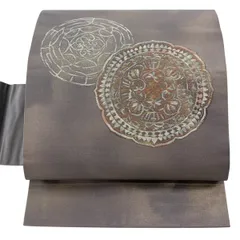 【美品】 名古屋帯 優品 絵皿 華文 金銀糸 箔 灰紫 正絹 【中古】