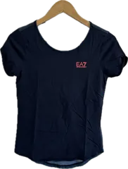 DD130 【美品】EMPORIO ARMANI EA7エンポリオアルマーニイーエーセブン　Tシャツ　トップス　ネイビー　メンズ　USA8サイズ