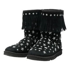 ジミーチュウ × UGG スター スタッズ フリンジ ムートンブーツ サイズ36 ブラック シルバー スウェード レディース JIMMY CHOO【1-0248407】