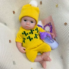 【リアルな質感】シリコン製 13インチ 女の子ドール ルルちゃん【表情豊か】口開け可能 開眼 ソフト/キュート リボーンドール ミックスカラー セーター着用 ホリデーギフト 子供/大人
