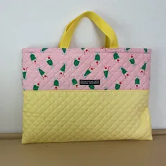 入園入学準備　りんりんのハンドメイド　レッスンバッグ　通園バッグ　絵本袋　キルティング　クリームソーダ