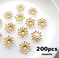 46【ビーズキャップ】約200個入り　ビーズキャップ　ゴールド　花芯　花座　座金　つまみ細工　ちりめん細工におすすめ