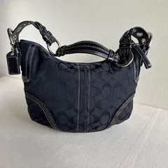 Coach Vintage Signature Black Canvas Leather Hobo Shoulder Bag y2k