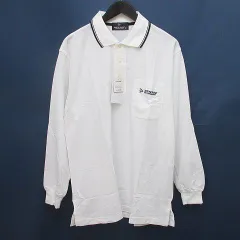 ダンロップ DUNLOP ゴルフウェア 長袖 ポロシャツ L 白系 ホワイト ハーフボタン 刺繍 サイドカット タグ付