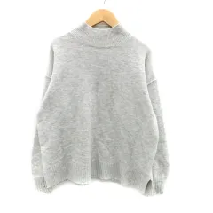 シンプリシテェ SIMPLICITE ニット セーター ハイネック 長袖 無地 ライトグレー /HO48