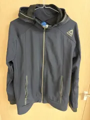 リーボック ネイビー フード ジップアップ ジャケット M