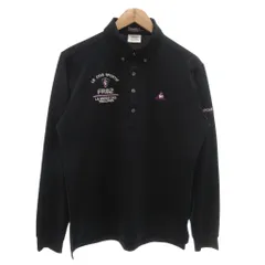 ルコックスポルティフ le coq sportif ゴルフコレクション ポロシャツ L 黒 ブラック 長袖 ボタンダウンカラー ロゴ刺繍 ワッペン /NU ■GY59