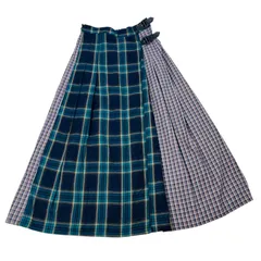 BEAMS HEART ビームスハート チェック柄 ラップ風 プリーツスカート ロング丈 ベルト付き