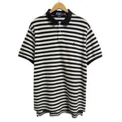 Polo Ralph Lauren ポロ ラルフローレン CUSTOM FIT ポロシャツ 半袖 ボーダー ワンポイントロゴ 刺繍 黒×白 XLサイズ No.M142