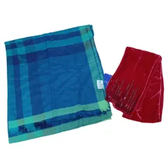 RE332 【タグ付き新品】【美品】MICHEL KLEIN　ミッシェルクラン　マフラー　ストール　ショール　赤　レッド　緑　グリーン　レディース　オシャレ　希少　ベロア　スェード