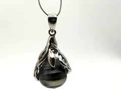 黒蝶真珠 バロックパール シルバー925　透かしデザイン ペンダントトップ s35