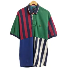 80's CHAPS チャップス RALPH LAUREN  ラルフローレン ポロシャツ 半袖 無地×ストライプ カラーブロック ワンポイントロゴ 刺繍 多色 Lサイズ No.M145