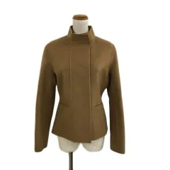 ボールジー BALLSEY トゥモローランド ジャケット スタンドカラー ダブル カシミヤ混 無地 比翼仕立て 長袖 茶 ベージュ ブラウン