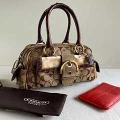 y2k Coach Vintage Soho Turnlock Handbag Brown Signature Canvas Suede Leather Rare