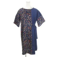 ビームスハート BEAMS HEART ワンピース 紺 ネイビー 花柄 切り替えデザイン 半袖 /MN1 ■GY61