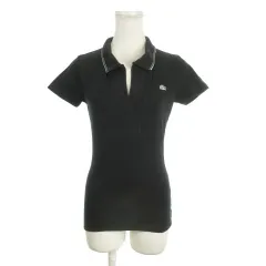 ラコステ LACOSTE ポロシャツ 38 黒 ブラック Vネック 半袖 襟ライン入り /MN27 ■GY58