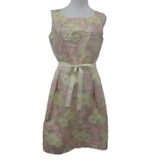 スーパービューティ Super Beauty ワンピース ひざ丈 42 XL 大きいサイズ マルチカラー 花柄 ノースリーブ ビーズ装飾 /SM34 ■GY61